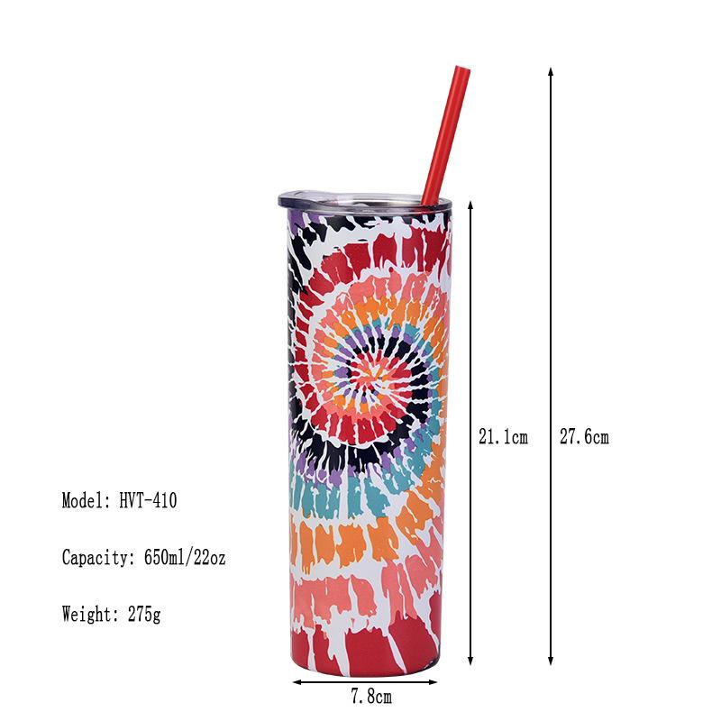 Stainless Steel Straight Cup Creative Skinny Cup Color Double Layer Tie-Dye Hot Sublimation Water Cup