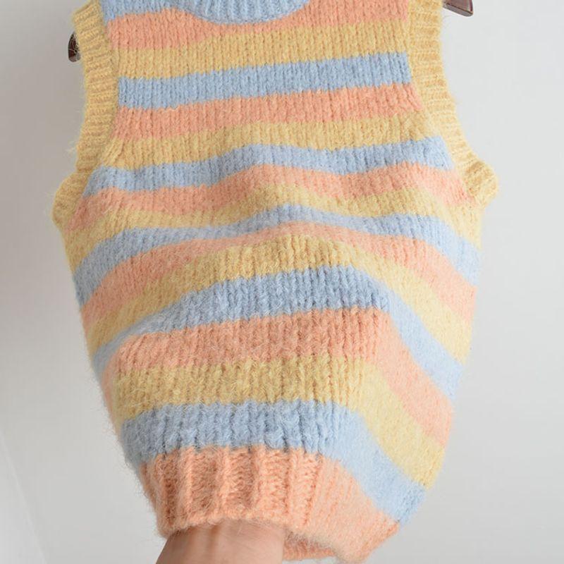 Export Fall/Winter Slim Slim Looking Wear Preppy Style Sleeveless Pullover Knitted Vest Sweater Top Ladies