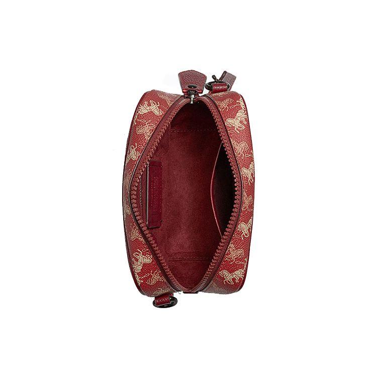 Coach Camera 16 Horse And Carriage Print Rainbow Pattern Canvas And Leather Camera Bag Women Shoulder Bag Red 79369-V5PES