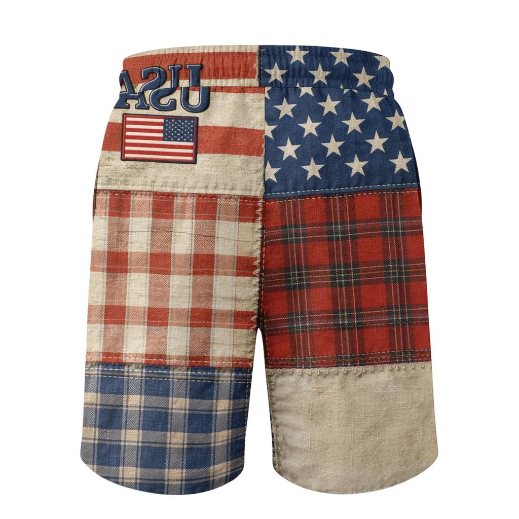 Men's Independence Day Printed Casual Drawstring Waist Shorts