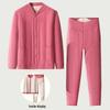 Women's Cashmere Cardigan and Wool-Lined Underwear Set - Winter Warmth for Mid-Aged and Elderly