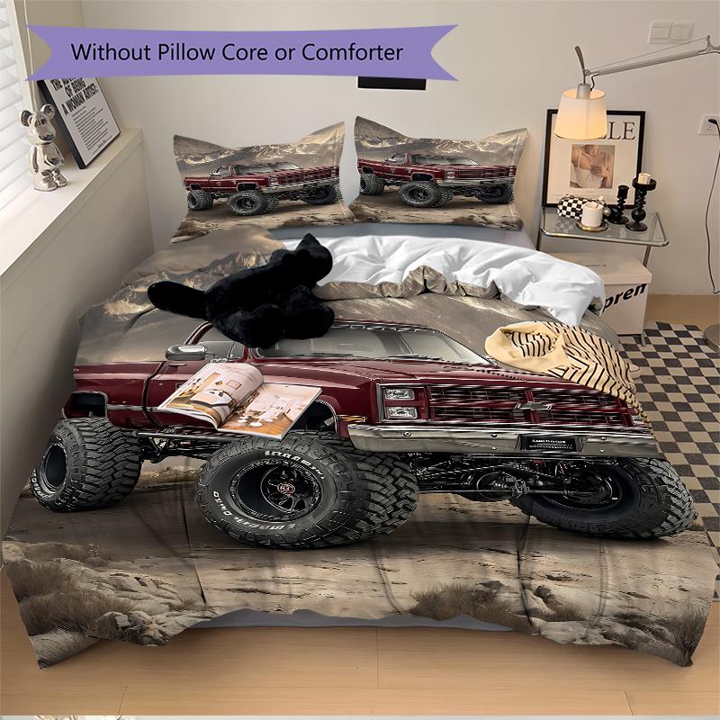 3Pcs Offroad Adventure Mountains Bedding Set Soft Fabric Duvet Cover Pillowcases Home Christmas Xmas Halloween Gift 1 Duvet Cover 2 Pillowcase G1149