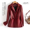 Womens Short Leather Jacket Slim Fit Notched Collar Single Breasted Casual Chic Coat 2026
