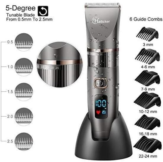 Hatteker Cordless Electric Hair Trimmer LED Beard Trimmer Grooming Set for and Professional Clipper/Trimmer/Hair - Rechargeable, Washable, Light,