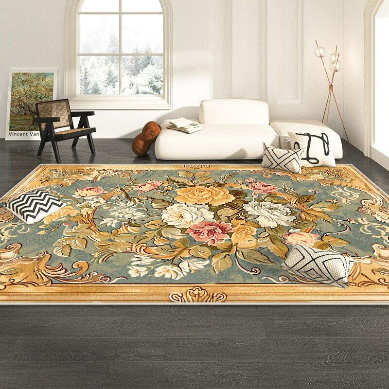 

Килим у скандинавському стилі з квітковим принтом для вітальні, сучасна декорація, квітковий приліжковий плюшевий килим для спальні, килимок для дивана в лаунж-зоні, нековзний килимок для підлоги 60x90cm