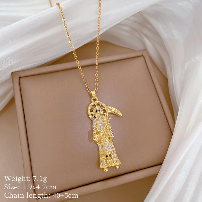 Copper Micro-Inlaid Necklace Women'S Copper Micro-Inlaid Real Gold Electroplating Simple And Exquisite Collarbone Chain Neck Chain