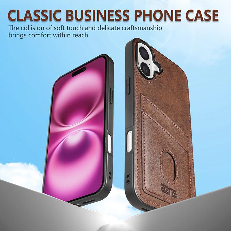 Business Leder Weiche Kante Handyhülle Für iPhone 16E 15 Pro Max 14 Pro 13 12 11 Einfarbig Stoßfest Schlank Hart PC Rückseite