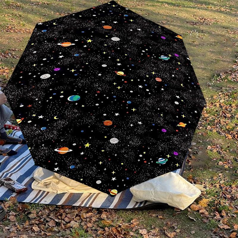 1 Stück Weltraumplaneten Automatisches Öffnungs-/Schließschirm Kompakter Faltbarer Schirm mit 8-Speichen-Gestell leichtes Design, Mode-Liebhaber1227A