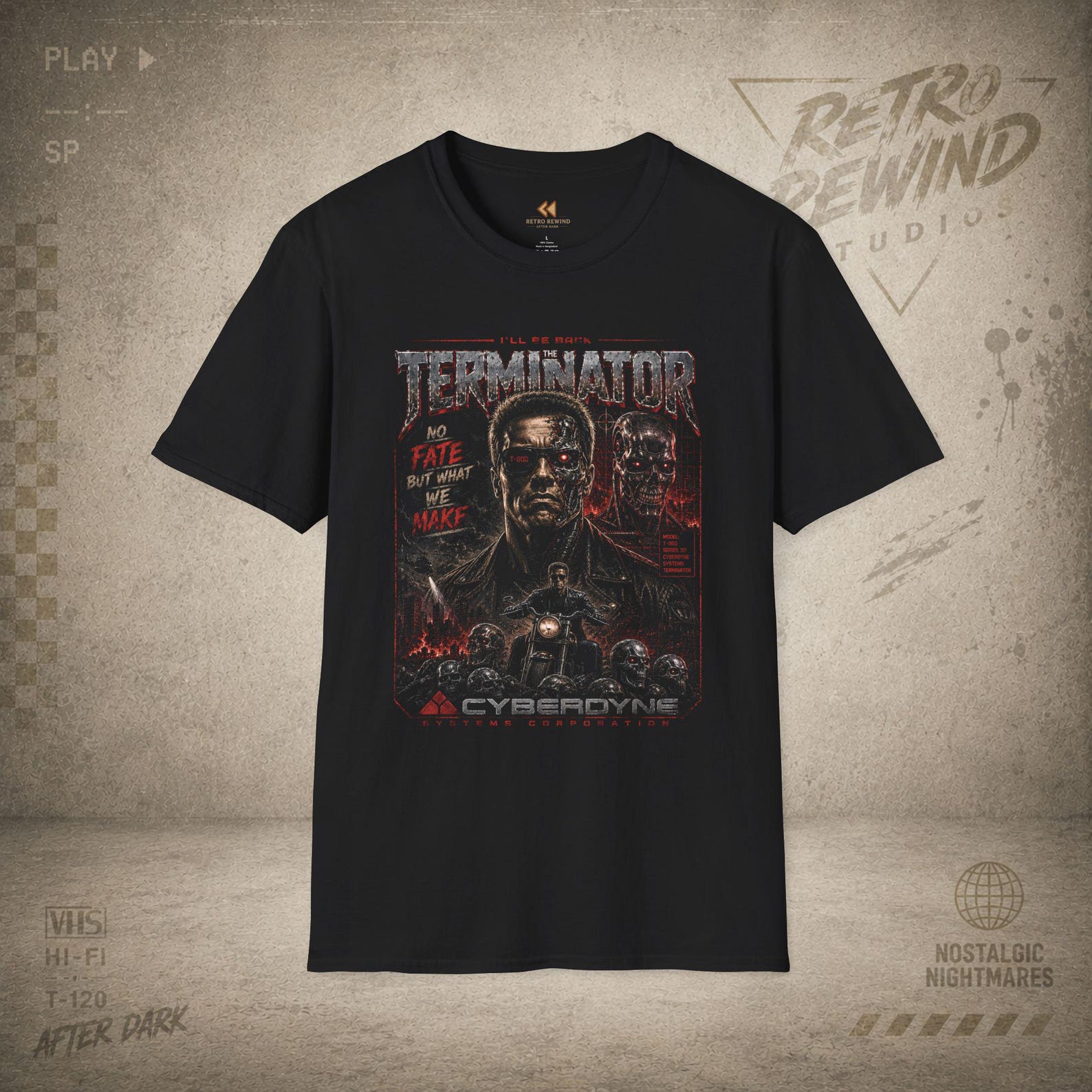 I ll Be Back Terminator T-Shirt | Retro Sci-Fi Horror Tee XL