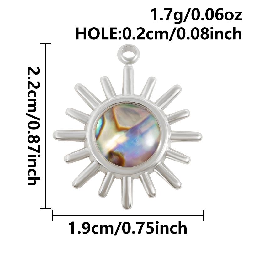 2pcs Sea Accessories Abalone Shell Pendant Love Heart Sun Oval Geometric Stainless Steel Oil Dripping Charms For Jewelry Making