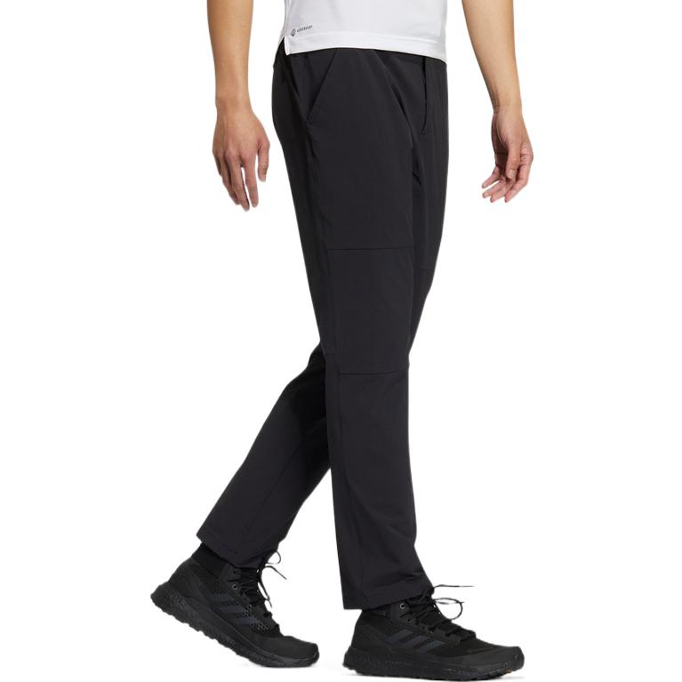 Adidas Solid Color Embroidered Logo Mid Waist Drawstring Straight Leg Sports Pants Men Bottoms Black HN2061