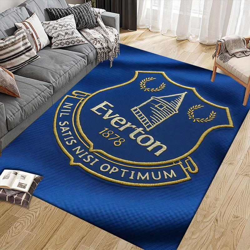 Everton FC Flannel Printed Carpet, Home Sofa Decoration for Living Room & Bedroom, Non‑Slip Play Flannel Floor Mat for Game Room