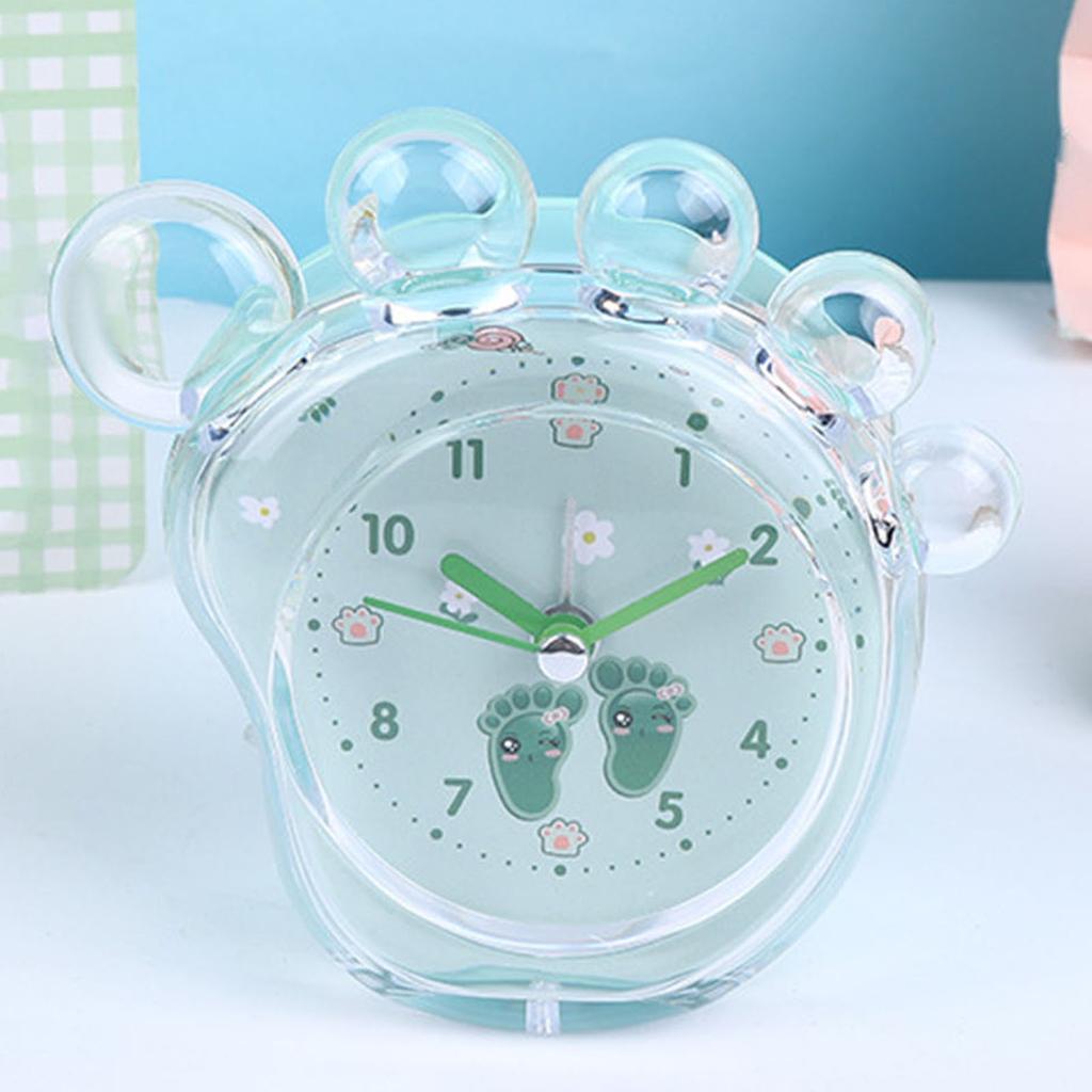 Foot Shaped Alarm Clock Cute Cartoon Crystal Jelly Color DIY Children Alarm Clock for Bedroom Green