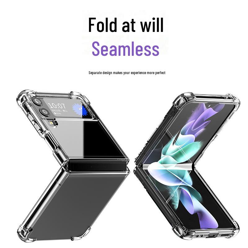 Samsung Galaxy ZFlip4 Soft TPU Transparent Anti-Fall Phone Case with Thickened Airbag and Folding Design