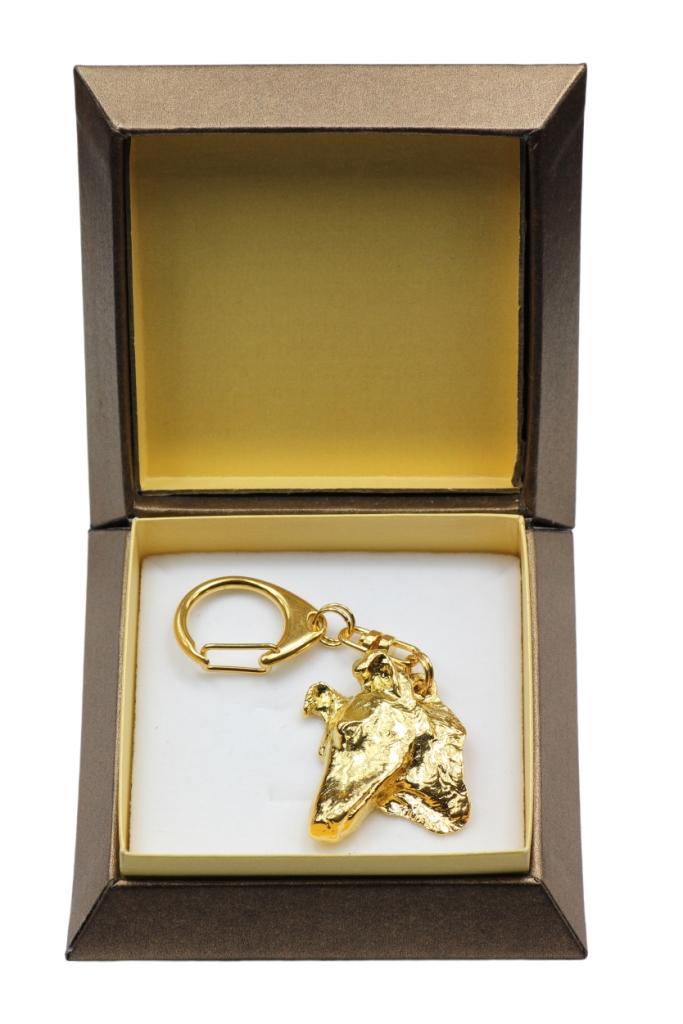 Collie Smooth - Gilded Key Ring with Dog In Gift Box, Handbag Decoration, Luxury Accessory by Art-Dog Brand