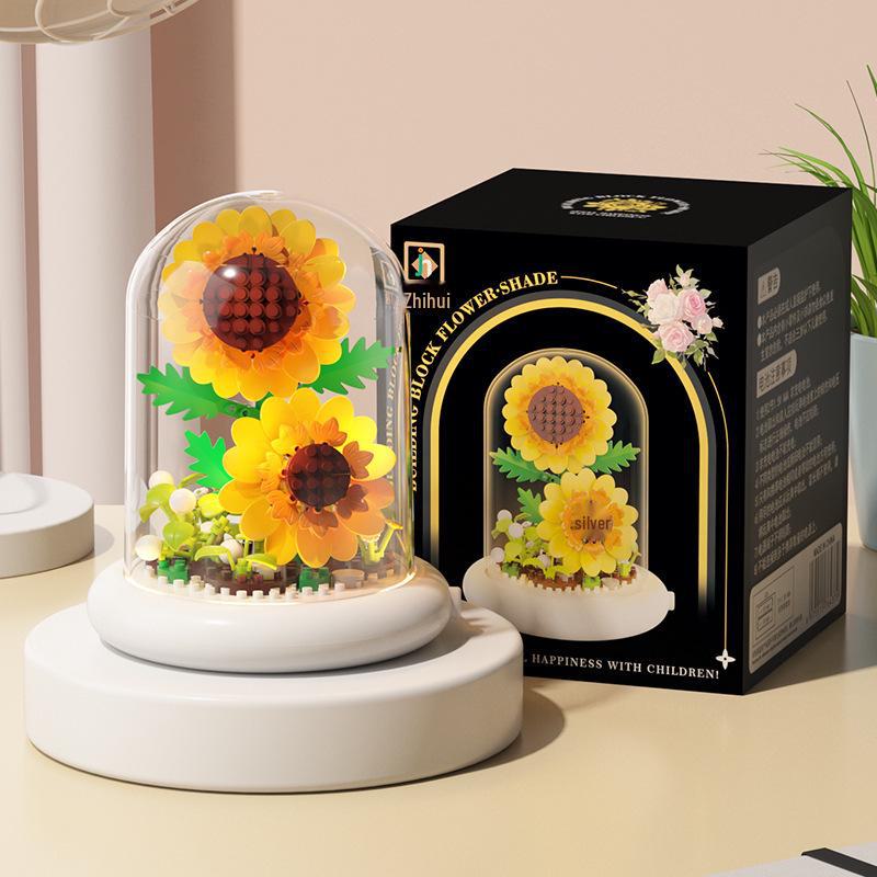 Luminous Micro-Particle Flower Building Blocks - Educational Toy & Gift for Girls