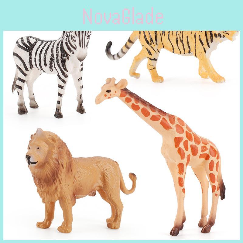 High Quality Pvc Realistic Animal Figurine Set Featuring Lion Bear Panda Tiger Giraffe Miniature Models