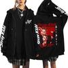 Graphic Print Loose Fit Zip Up Hoodie for Casual Streetwear