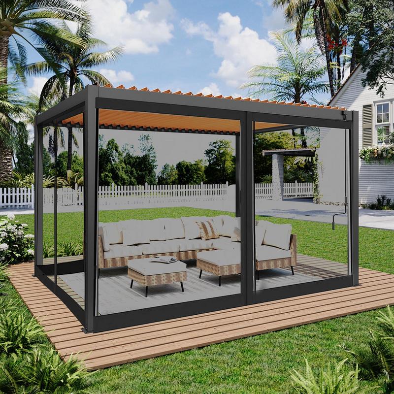 Universal 10X10 FT Outdoor Gazebo Canopy Mosquito Netting Black Anti-Gnat UV-Resistant Ventilation Mesh For Park Patio Garden