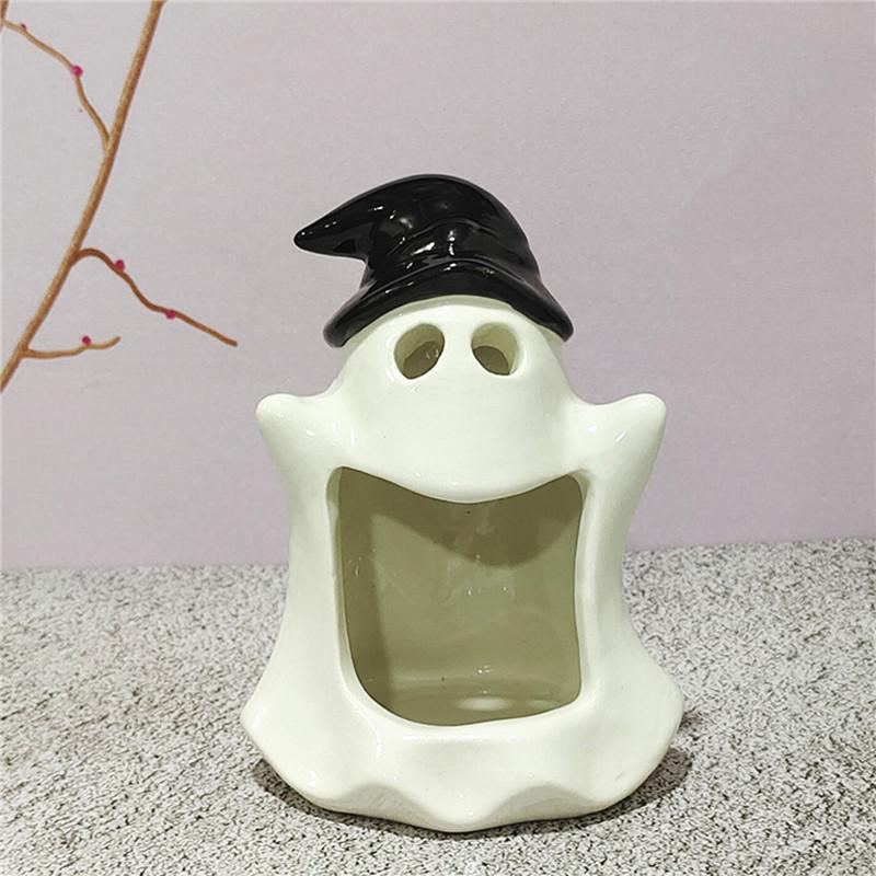 Creative Cute Ceramic Flower Pot Vase Halloween Ghost Candle Holder Handicraft Ornaments Home Decoration Plant Accessories