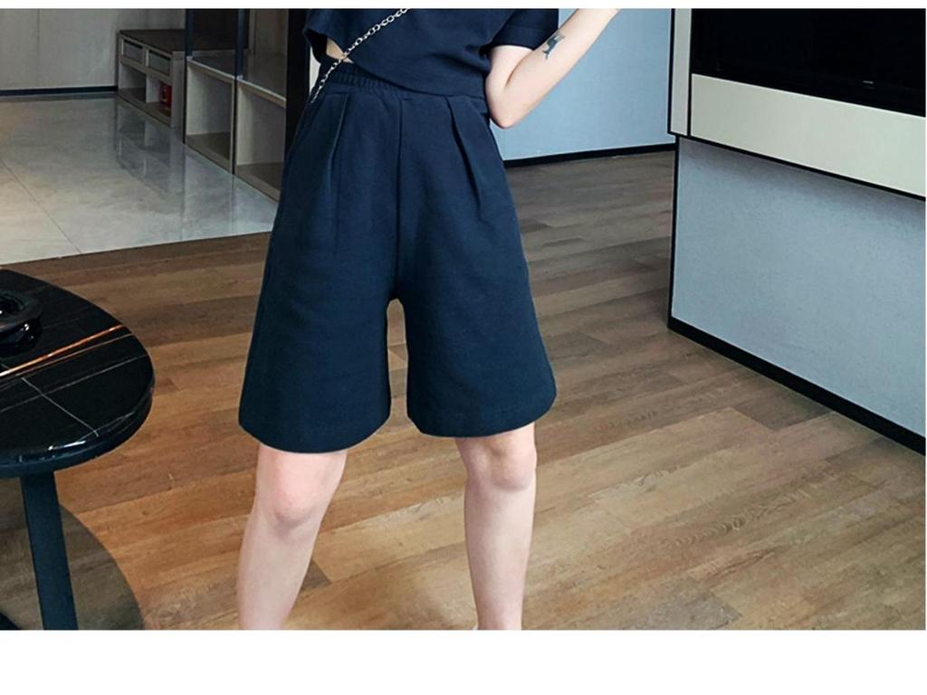 2026 Women's Summer Korean Style Casual Wide-Leg Shorts Two-Piece Set - Fashionable Street Style Slimming Outfit