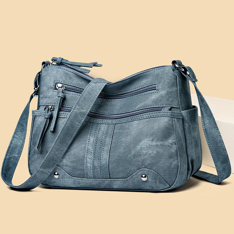 Damen Leichte Umhängetasche mit Mehreren Fächern & Verstellbarem Riemen Lässige Schultertasche