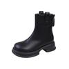 Fashion 2024 Ladies Chelsea Boots High Top Fashion Boots Ankle Boots Motorcycle Soft Leather Round Toe Women Zapatos Mujer