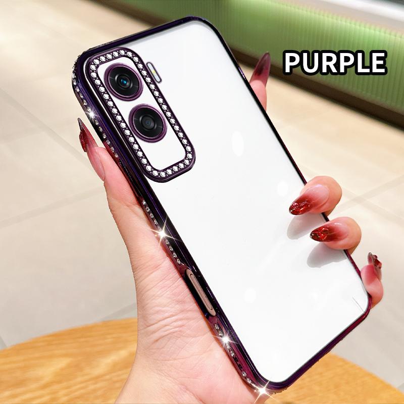 Diamond Transparent Plating Silicone Case For Huawei Honor X9A X9B X50i X9C X60 Pro X8A X8B X7B X7C X8 5G Soft Back Cover