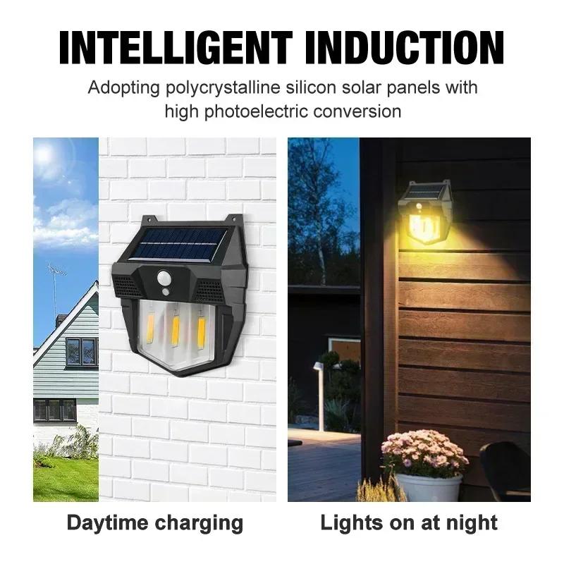 Outdoor Solar Tungsten Wall Light with Motion Sensor IP65 Waterproof LED Safety Light for Patio Outdoor Deck Porch Barn Garage