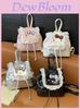 Hello Kitty Girls Backpack With Lace Trim And Cartoon Pattern For Daily Use