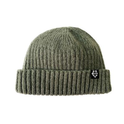 EIGHTVOLUME Ev Fleece-Lined Ribbed Short Beanie (Khaki)