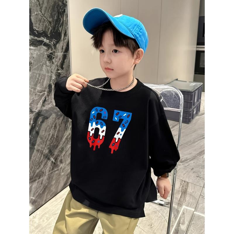 Pure Cotton Boys and Girls' Spring/Autumn New Arrival, Korean Style Simple Casual Long-Sleeve T-Shirt for Middle and