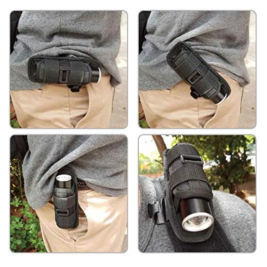 BLACK WOLF Flashlight Holster Adjustable Belt Loop for Handheld Work Nylon Flashlight Ballpoint Pen Holster BH-1, 360-Degree Rotation, Angle,
