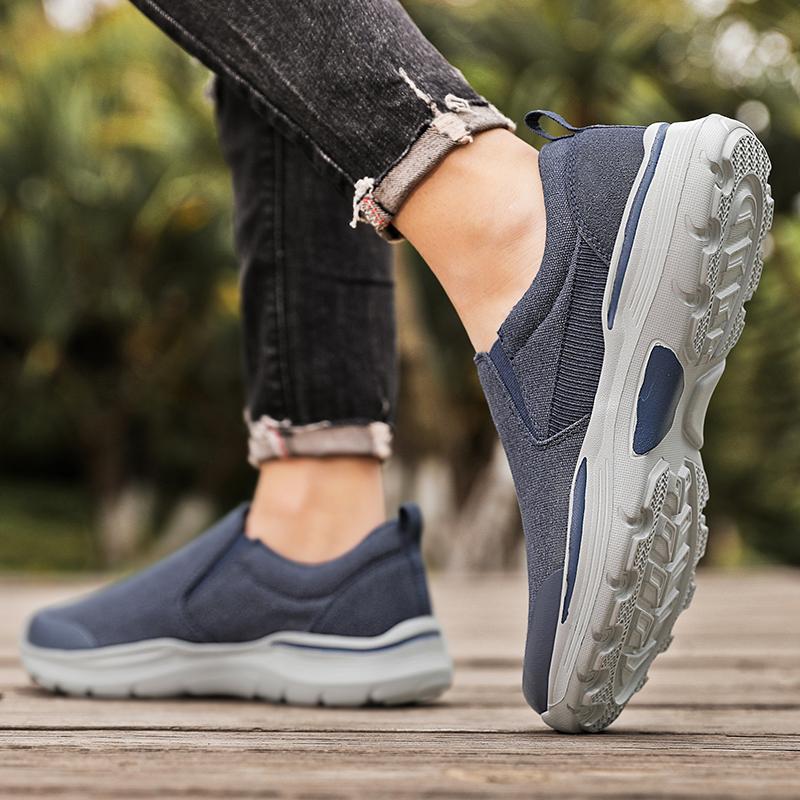 Men’s Outdoor Canvas Shoes Sneakers Driving Shoes Black Casual Plus Size  Slip On Wide Head Shoes for Farther