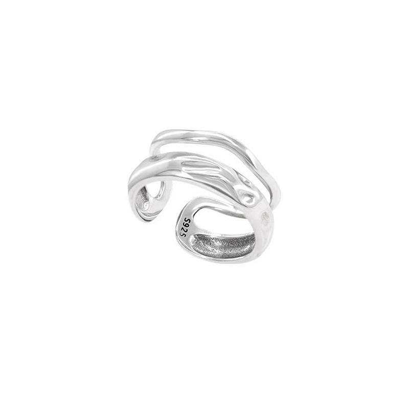 Adjustable Double Layer Irregular Texture Ring - Versatile and Stylish Women's Fashion Index Finger Ring