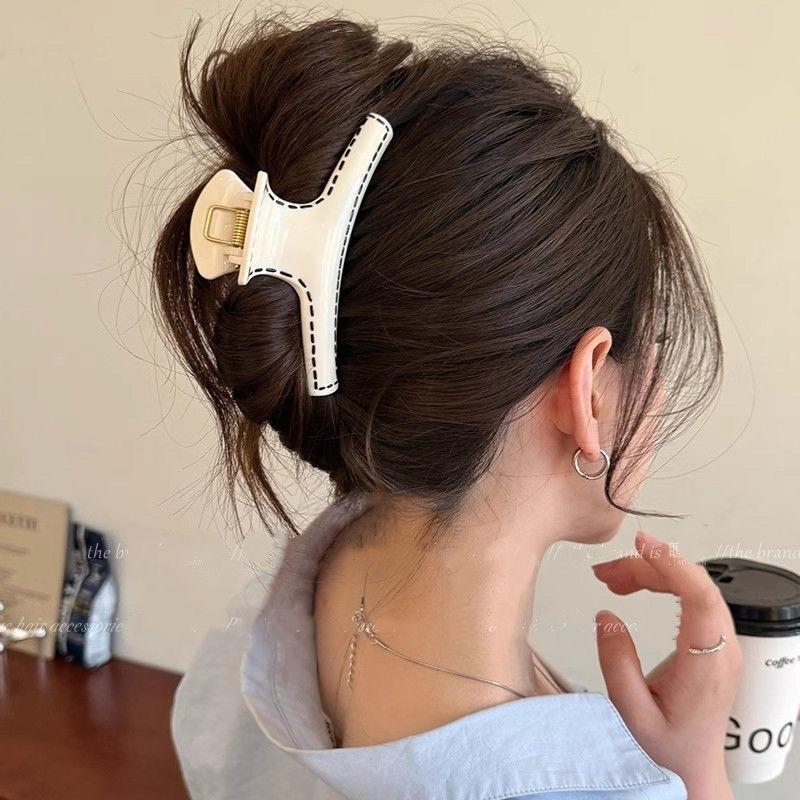 1pc Simple Solid Color Clip, Korean High-end Hair Clip, Temperament, Hair Style, Shark Clip, French Style Hair Clip