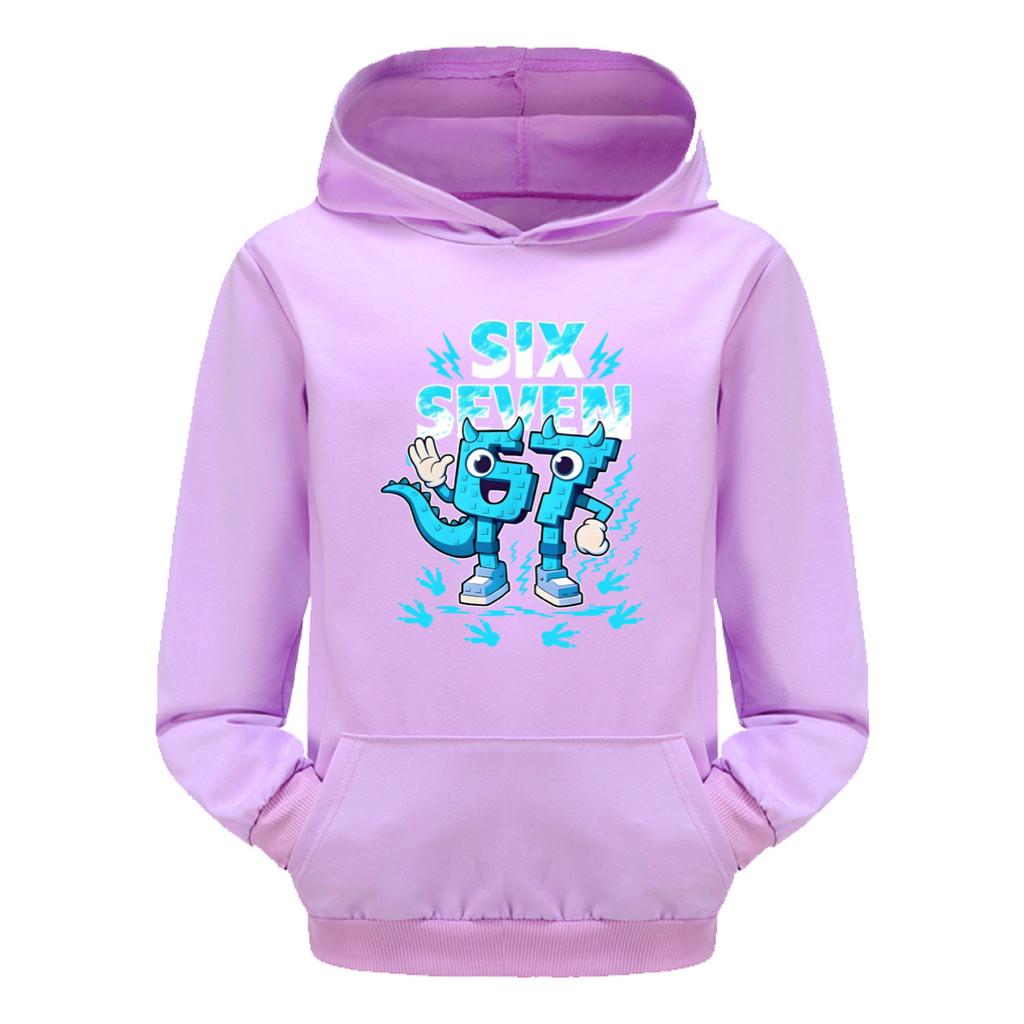 5192 Kinder Jungen Mädchen Steal a Brainrot 67 Six Seven Bedruckter Freizeit-Langarm-Hoodie Top