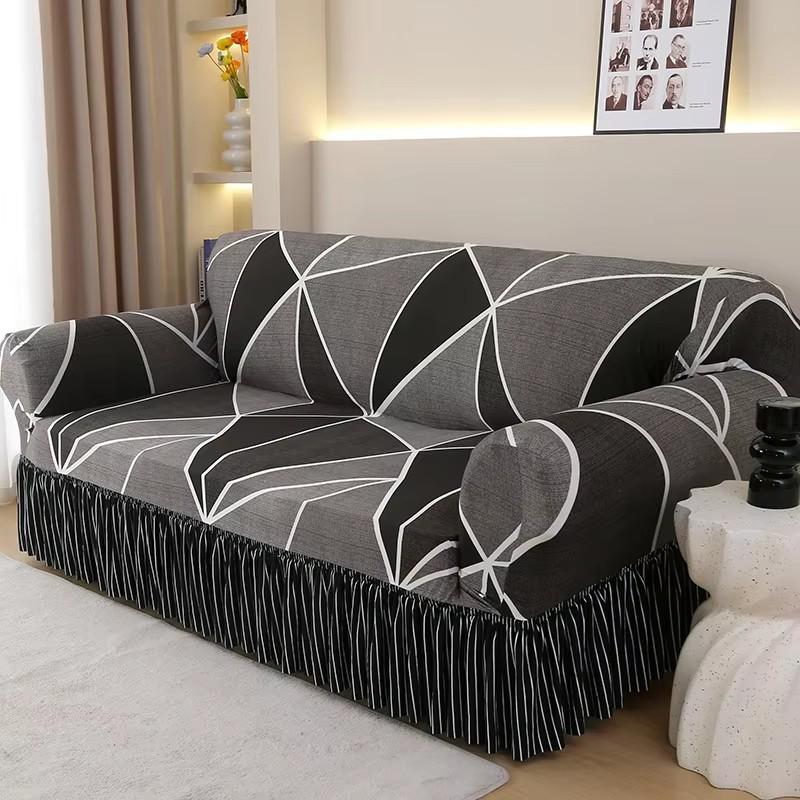 1/2/3/4 Seater Printed Sofa Skirt Coverastic Armchair Couch Covers For Living Room Furniture Protector