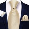 Hi-Tie Floreale Champagne Avorio Cravatta Elegante da Uomo Fazzoletto Gemelli per Smoking Moda Classica Seta Lusso Cravatta per Uomo