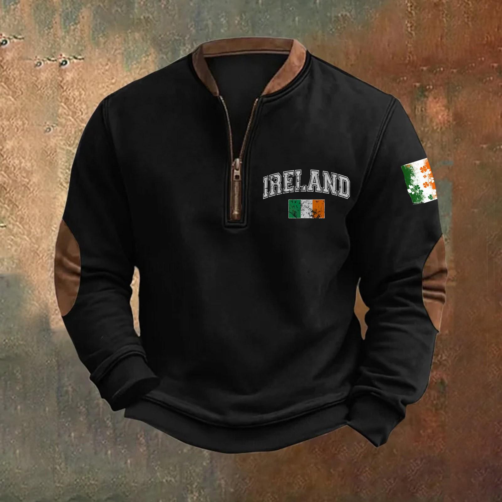 

Мужская мода повседневная с воротником-молнией и длинным рукавом, свободная, на Новый год. Толстовка с капюшоном с принтом Патрика XL