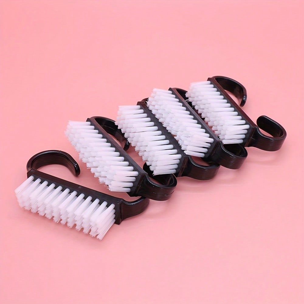 2pcs Unisex Black Nail  With Handle Sheep Horn Frosted Brush, Toenail Cleaning Brush, Nail Care Tool