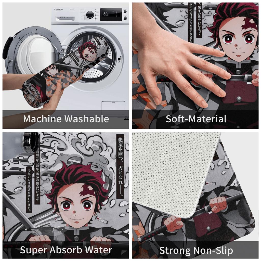 Aniem Demon Slayer Floor Door Bath Kitchen Mats Anti-Slip Outdoor Tanjiro Kamado Doormat Bedroom Balcony Entrance Carpet Rug