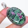 Natural Ruby Zosite Gemstone 925 Sterling Silver Jewelry Pendant 2.36" AP-16598