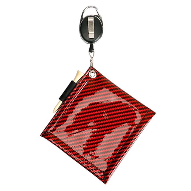 Waterproof PU Golf Towel Golf Ball Club for Head Cleaner Golf Ball Cleaning Towel Square Mini for w/ Retractable Keychai