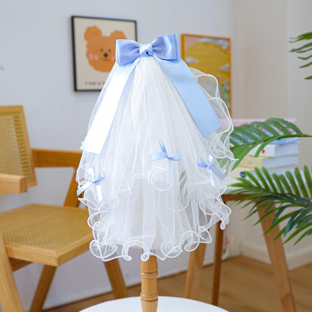 

Роскошное свадебное платье для щенка, регулируемые свадебные аксессуары для кошки, элегантная фата для собаки, аксессуары для питомца синий