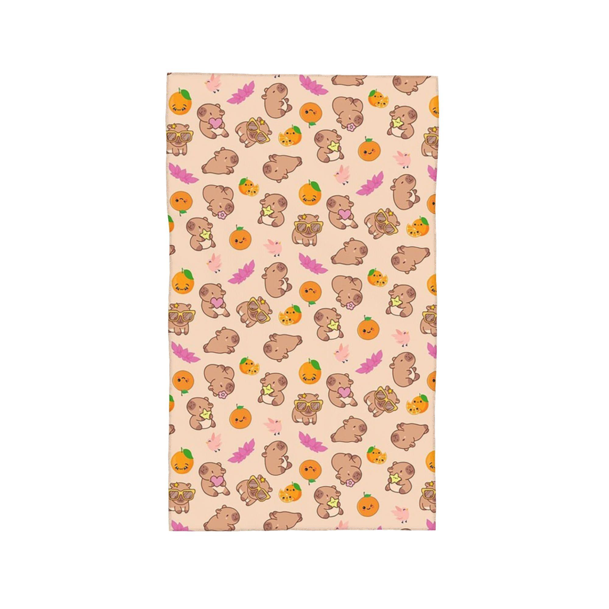 

Cute Capybara Pattern Soft Face Towel Quick Dry Pool Bath Cotton Towels Breathable W40*H60(CM)