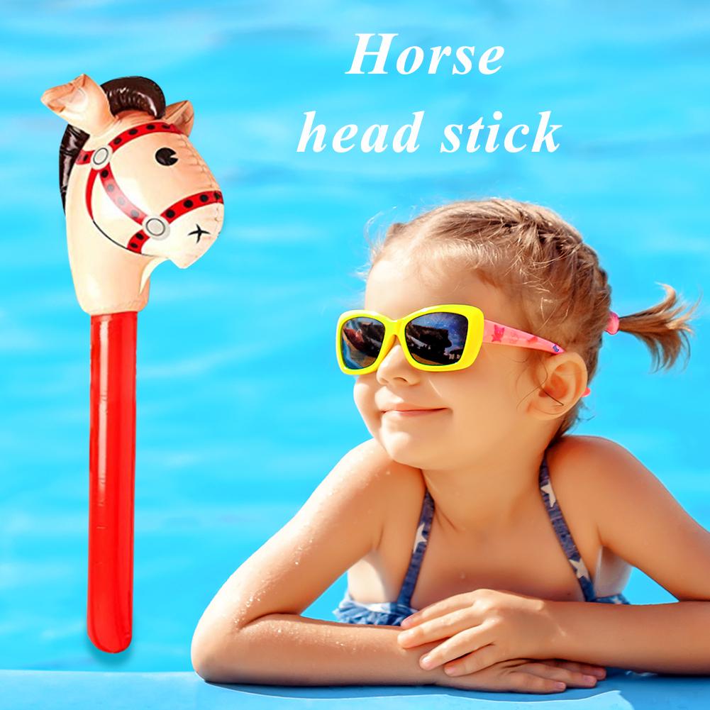 Multi-functional Classic Practical PVC Inflatable Horse Head Stick Ride-on Animal Toy for Kid Plaything Party Decor
