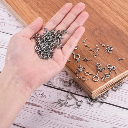 uxcell Eye Bolts, Hanging Hardware, Approximately 100 Pieces, 10x4mm, 304 Stainless Steel, Self-Tapping Eye Bolts, for Handmade Crafts, DIY Crafts, Co