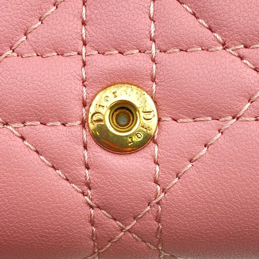 Dior S0983ONMJ 4-stitch quilting My Dior Aster lambskin Canage Key holder  pink lambskin Used