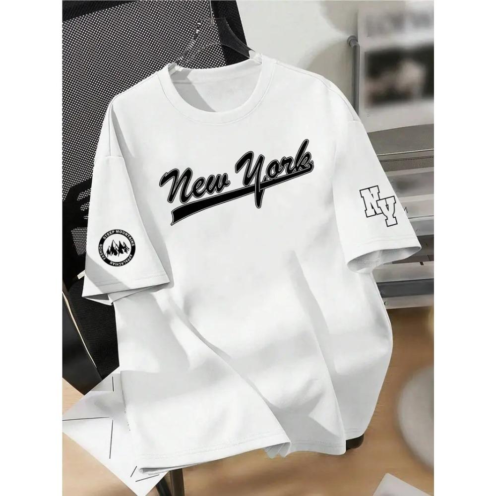 Men s Fashion T-shirt Personalized Letters Pattern Printed Men s T-shirt Top XS белый